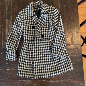 CoffeeShop black and white houndstooth pea coat - Small